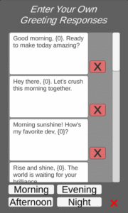 Custom Greetings Panel