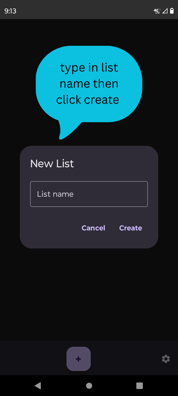 type in list name then click add